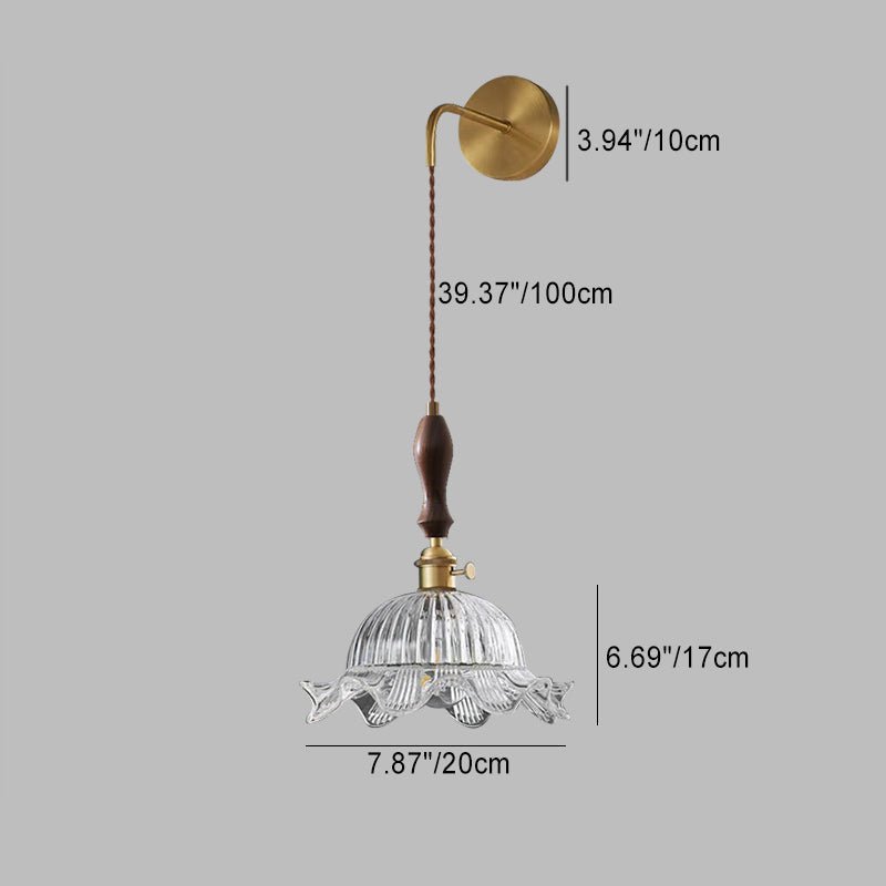 Flower Full Brass Glass Wall Lamp