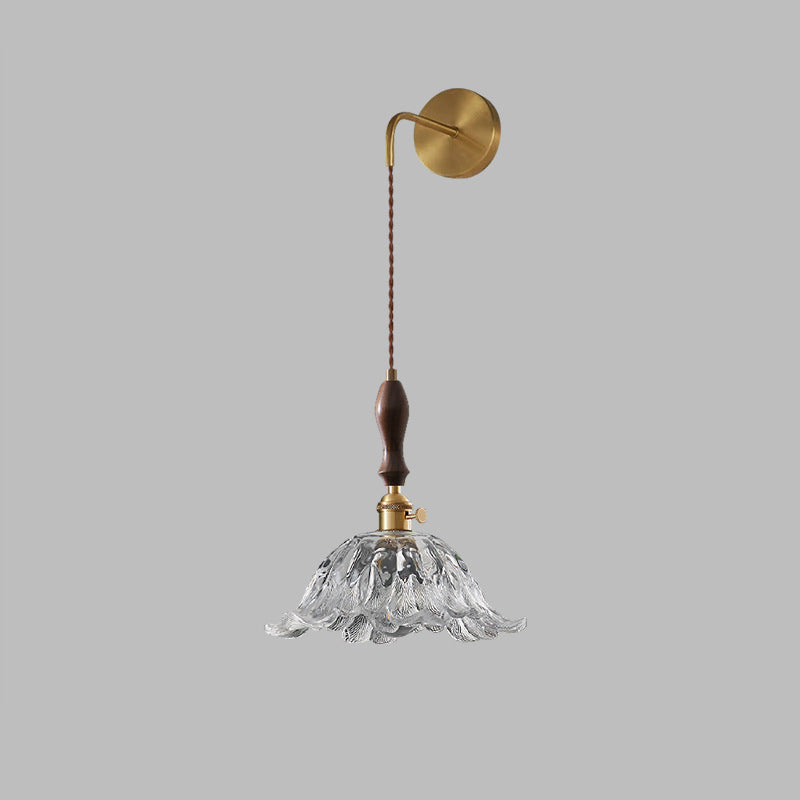 Flower Full Brass Glass Wall Lamp