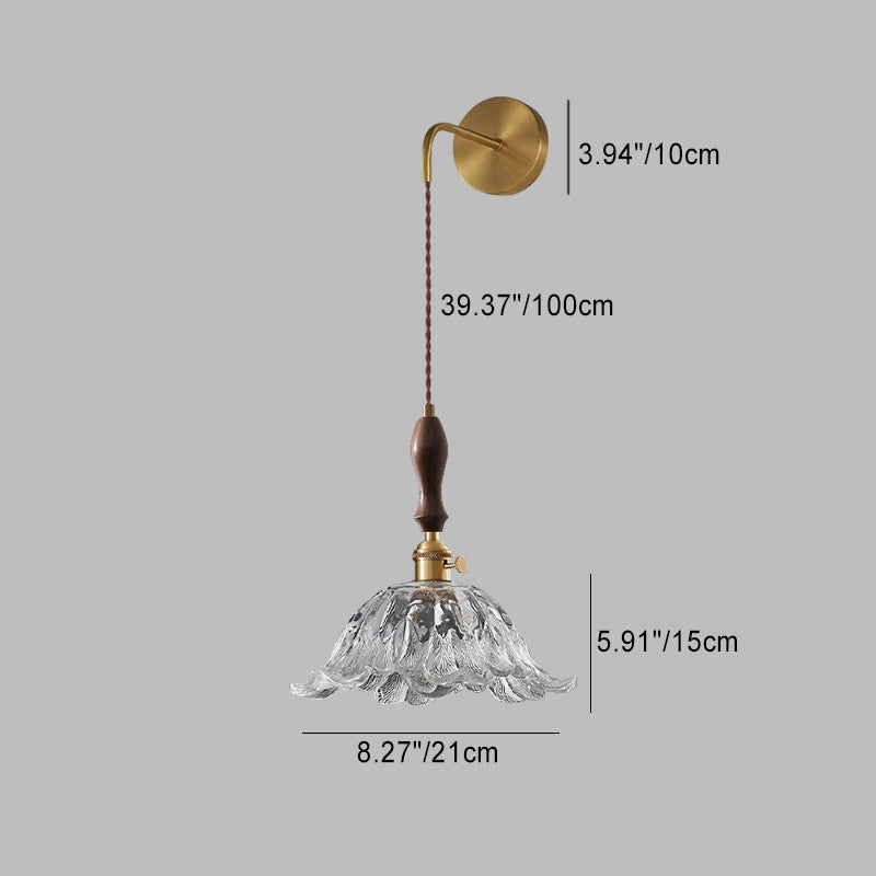 Flower Full Brass Glass Wall Lamp
