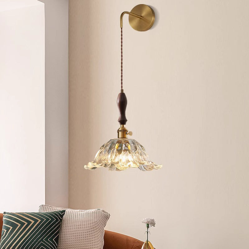 Flower Full Brass Glass Wall Lamp