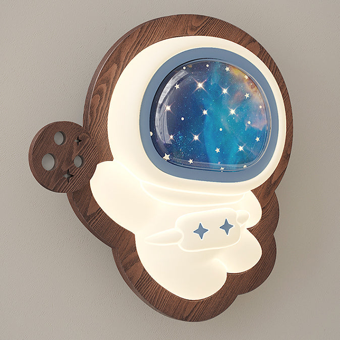 Astronaut Wood PE Bedroom Wall Lamp