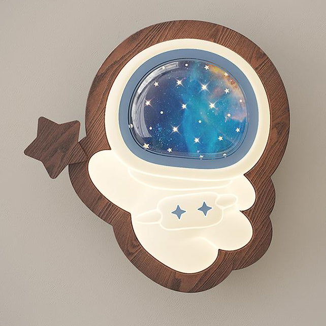 Astronaut Wood PE Bedroom Wall Lamp