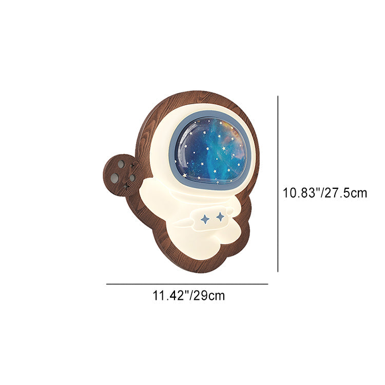 Astronaut Wood PE Bedroom Wall Lamp