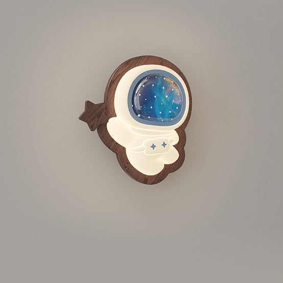Astronaut Wood PE Bedroom Wall Lamp