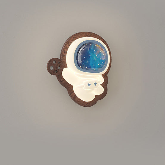 Astronaut Wood PE Bedroom Wall Lamp
