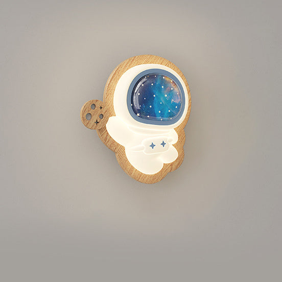 Astronaut Wood PE Bedroom Wall Lamp