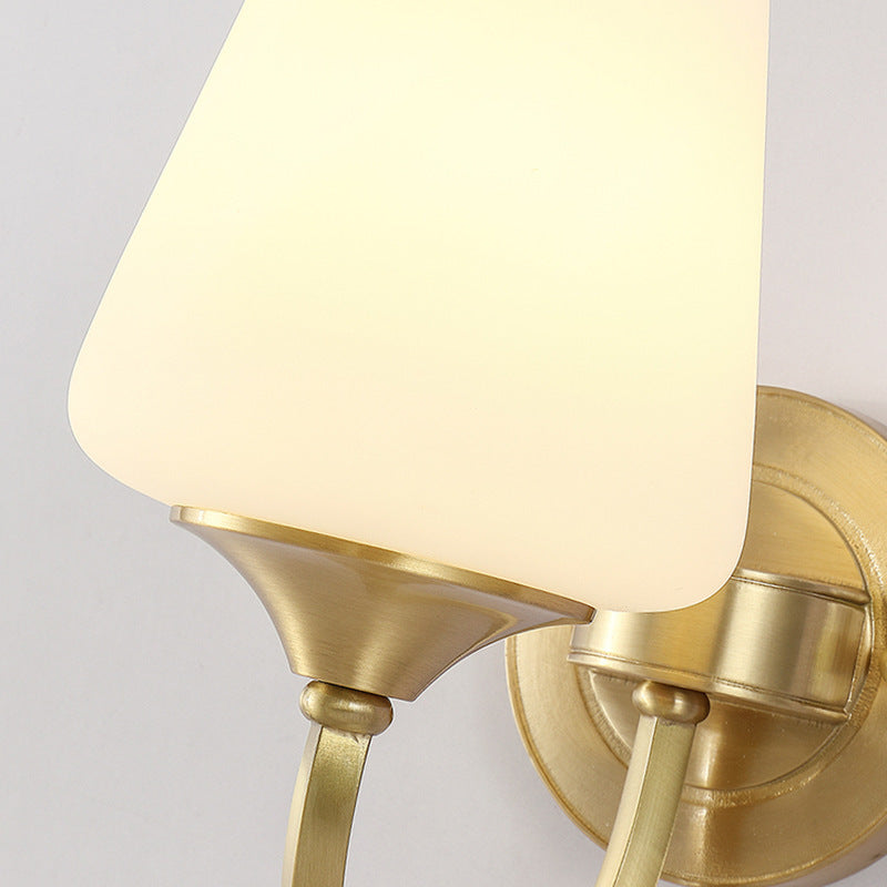 Curved Pole Round Cup Wall Lamp