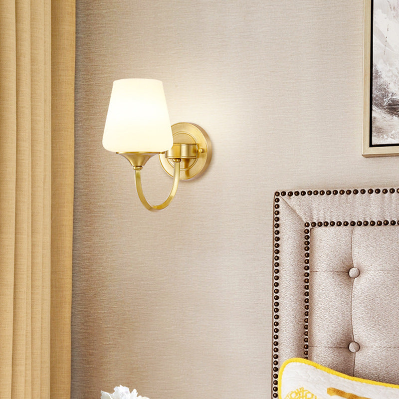 Curved Pole Round Cup Wall Lamp