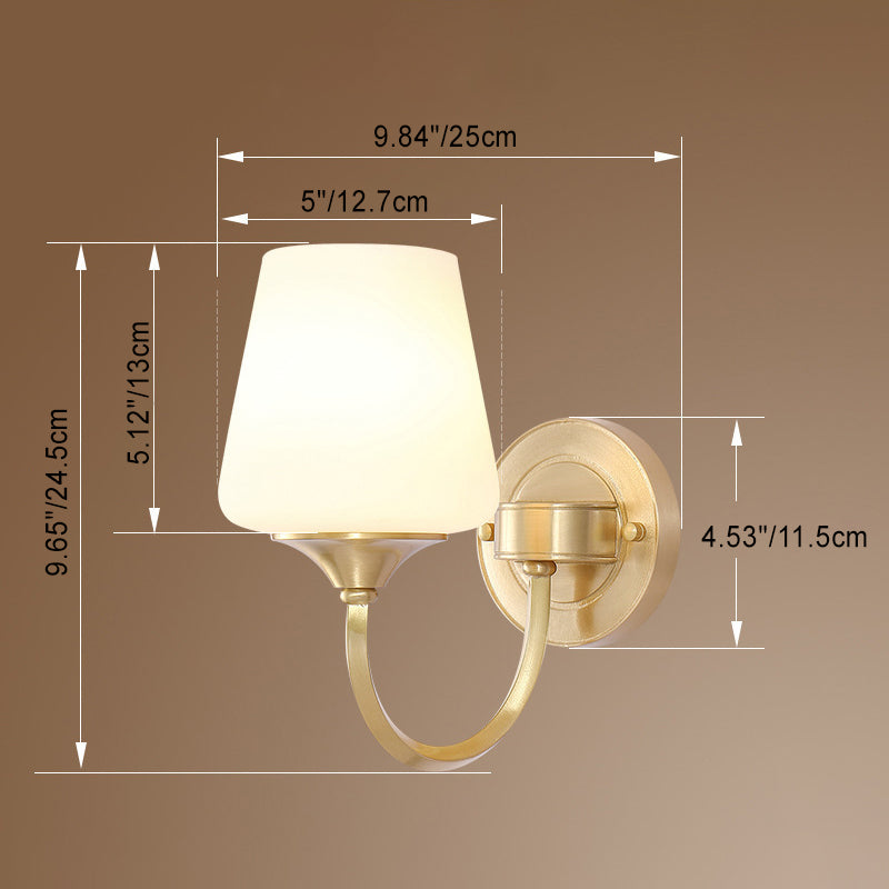 Curved Pole Round Cup Wall Lamp
