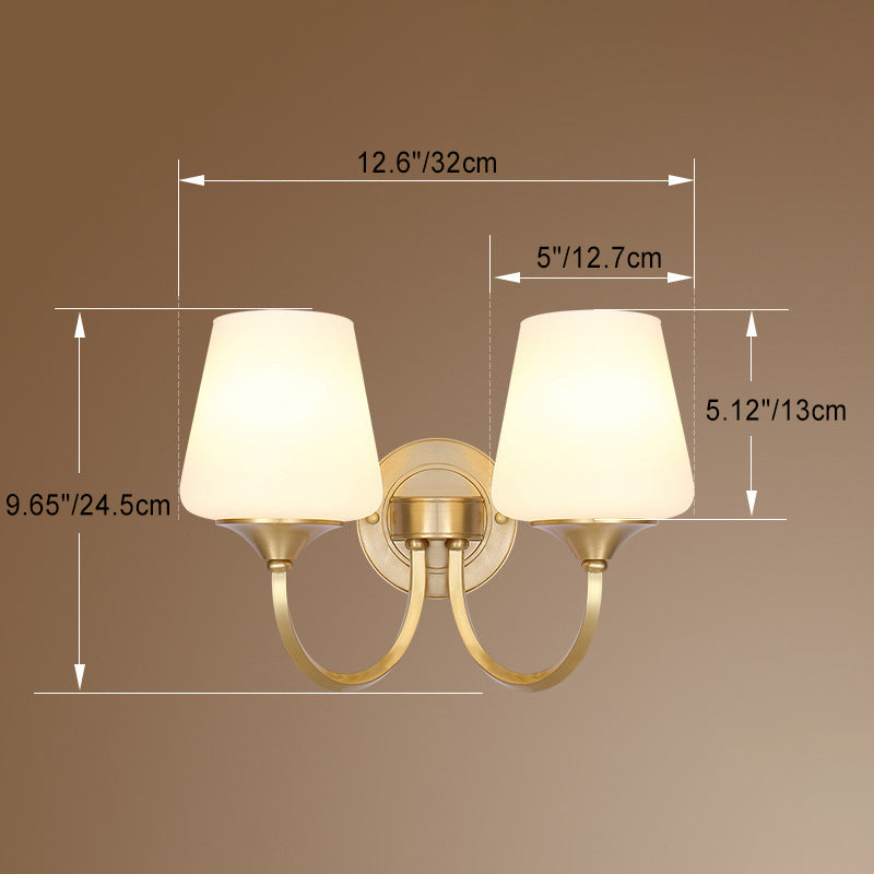 Curved Pole Round Cup Wall Lamp