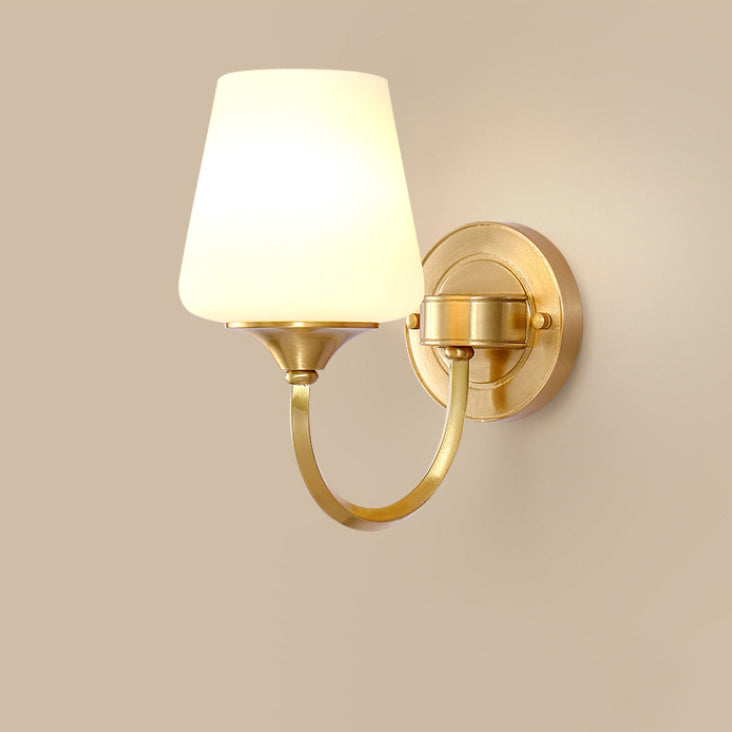 Curved Pole Round Cup Wall Lamp