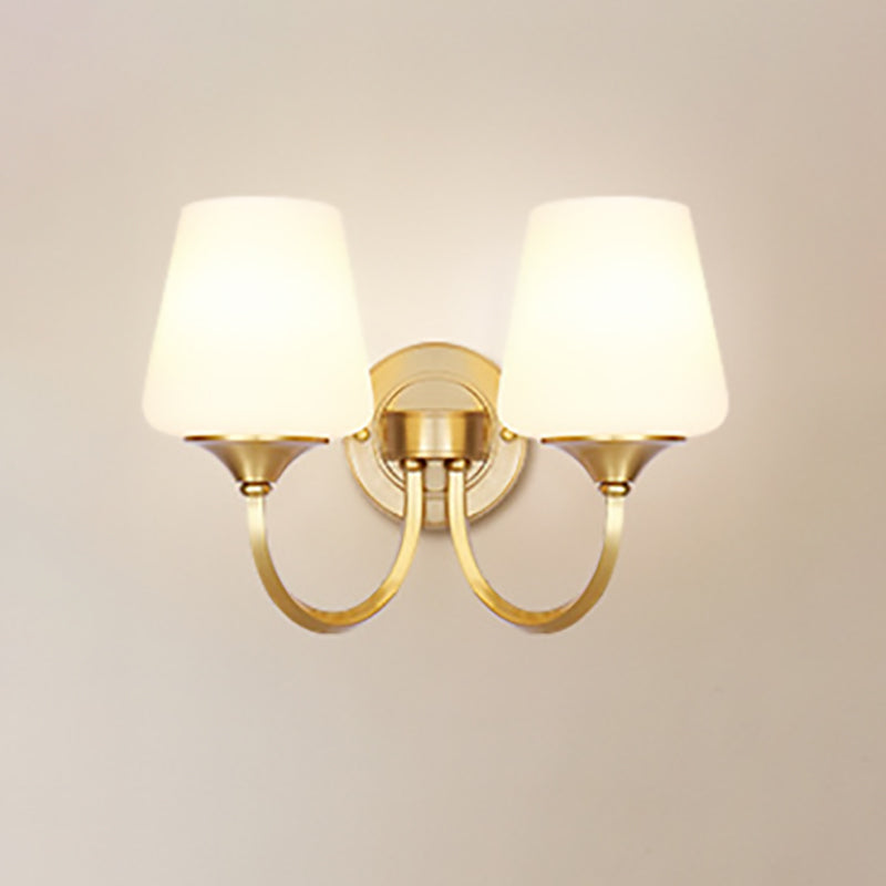 Curved Pole Round Cup Wall Lamp