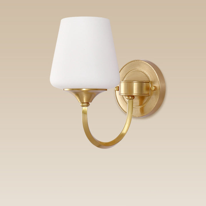 Curved Pole Round Cup Wall Lamp