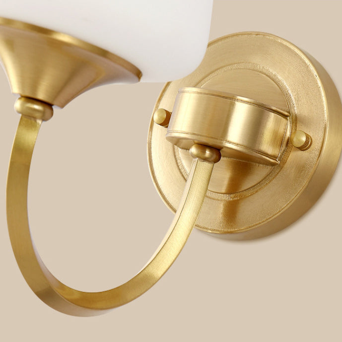Curved Pole Round Cup Wall Lamp