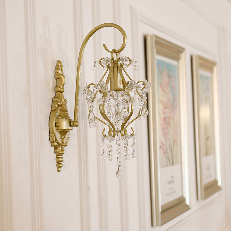 Curved Rod Iron Frame Wall Lamp