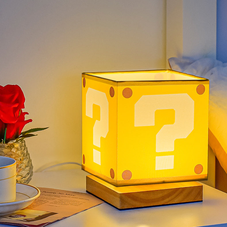 Square Floral Fabric Solid Table Lamp