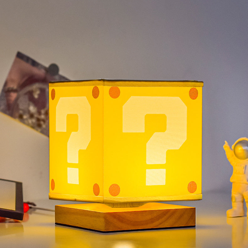 Square Floral Fabric Solid Table Lamp