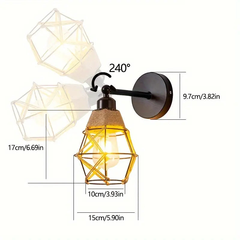 Round Polygonal Iron Cage Wall Lamp