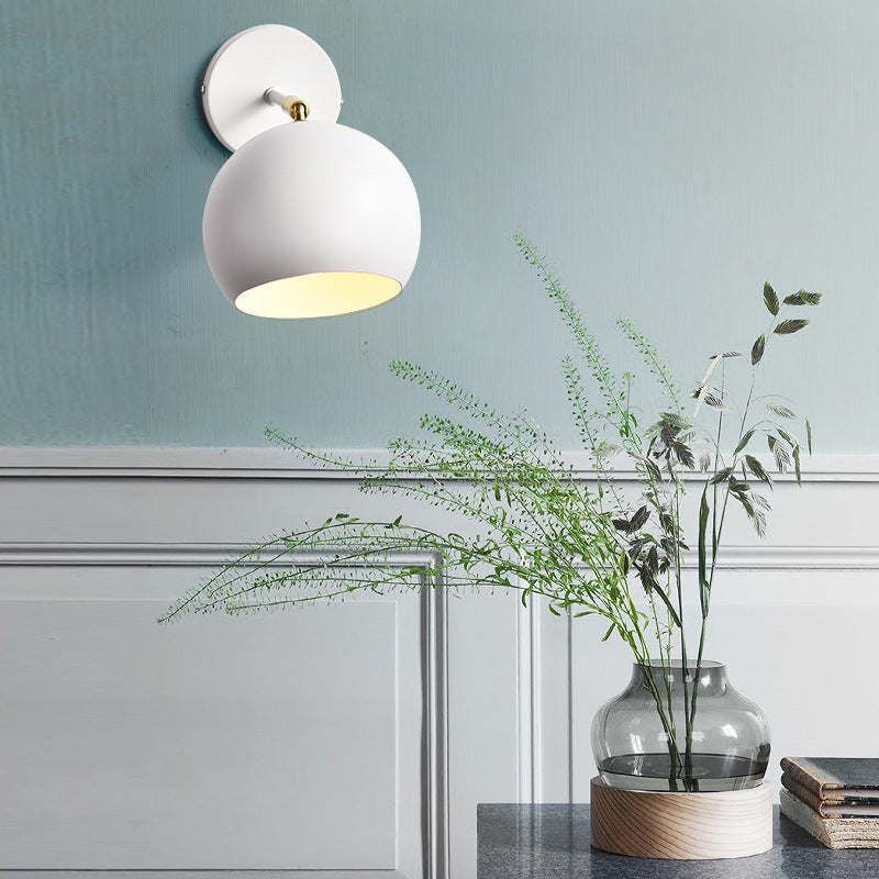 Round Globe Iron Bedroom Wall Lamp