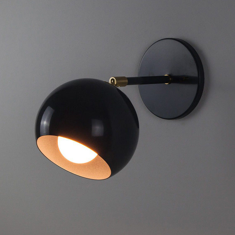 Round Globe Iron Bedroom Wall Lamp