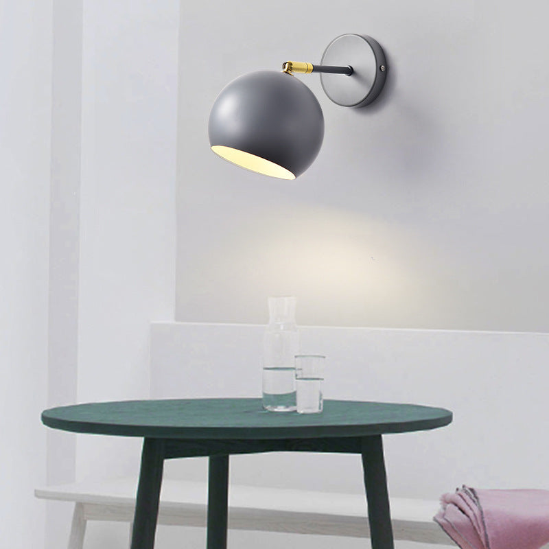 Round Globe Iron Bedroom Wall Lamp