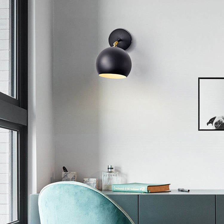 Round Globe Iron Bedroom Wall Lamp
