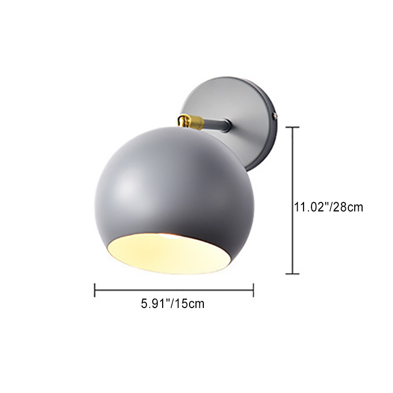 Round Globe Iron Bedroom Wall Lamp