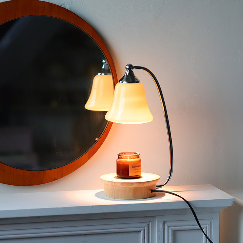 Horn Shape Oak Solid Table Lamp