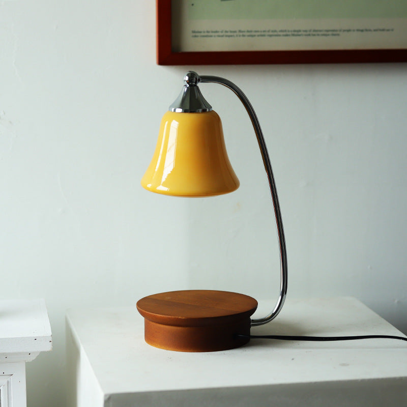 Horn Shape Oak Solid Table Lamp