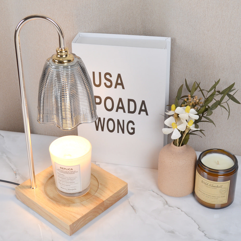 Round Cup Shape Wooden Table Lamp