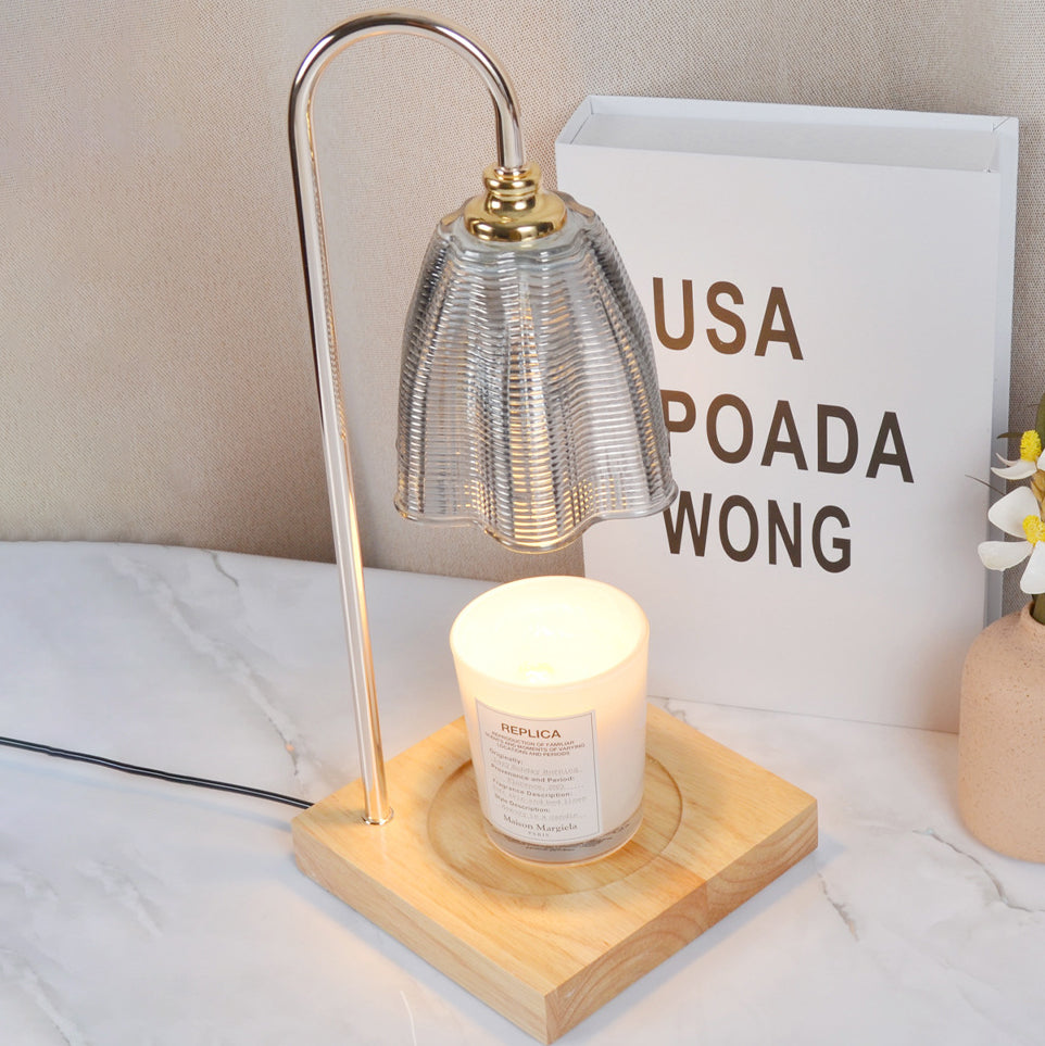 Round Cup Shape Wooden Table Lamp