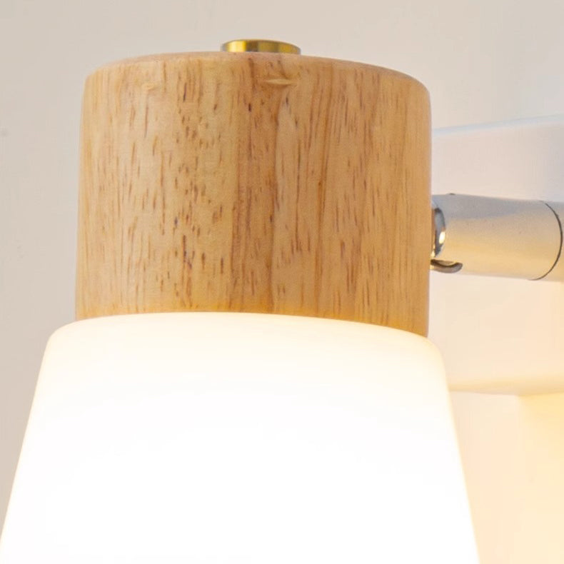 Cylinder Wood Glass 1/2 Wall Lamp