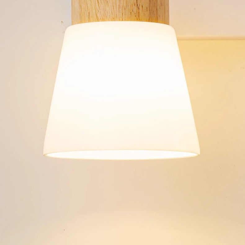 Cylinder Wood Glass 1/2 Wall Lamp