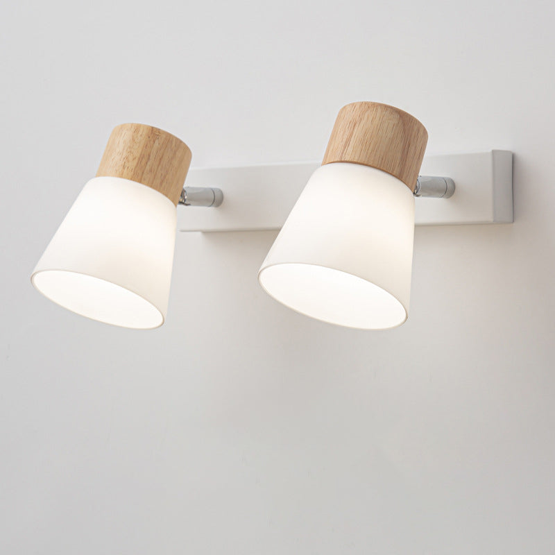 Cylinder Wood Glass 1/2 Wall Lamp