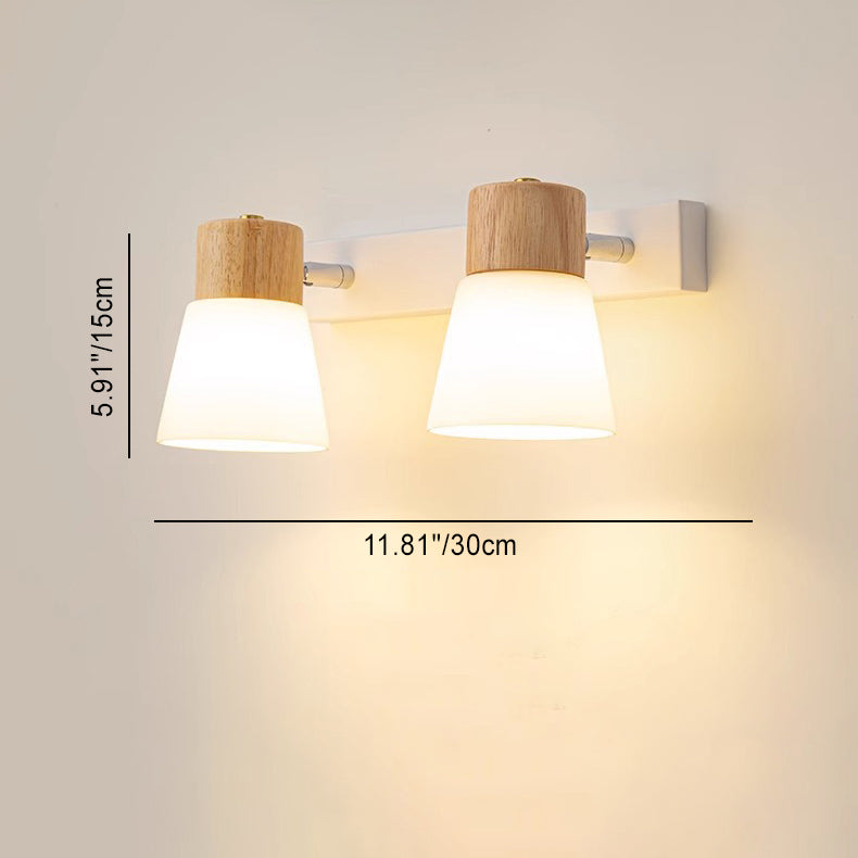 Cylinder Wood Glass 1/2 Wall Lamp