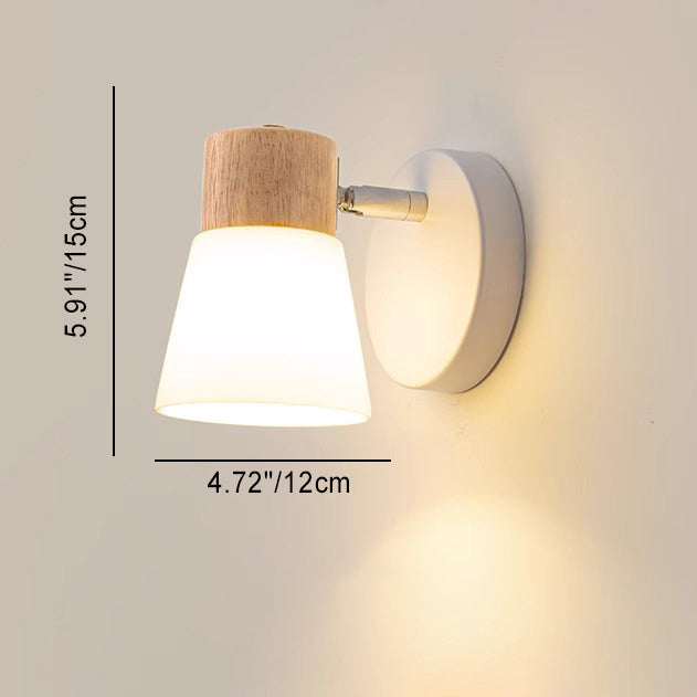Cylinder Wood Glass 1/2 Wall Lamp