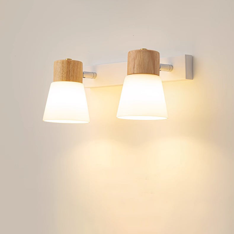 Cylinder Wood Glass 1/2 Wall Lamp