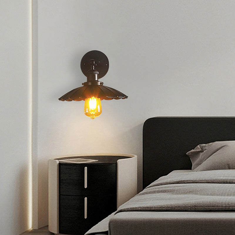 Round Petal Iron Bedroom Wall Lamp