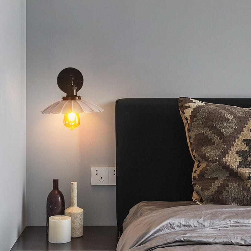 Round Petal Iron Bedroom Wall Lamp