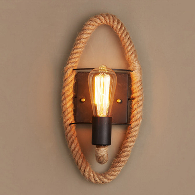 Round Oval Hardware Hemp Wall Lamp