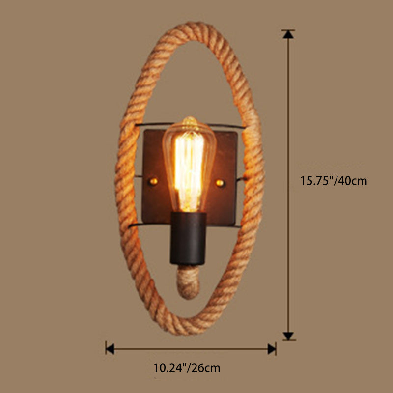 Round Oval Hardware Hemp Wall Lamp