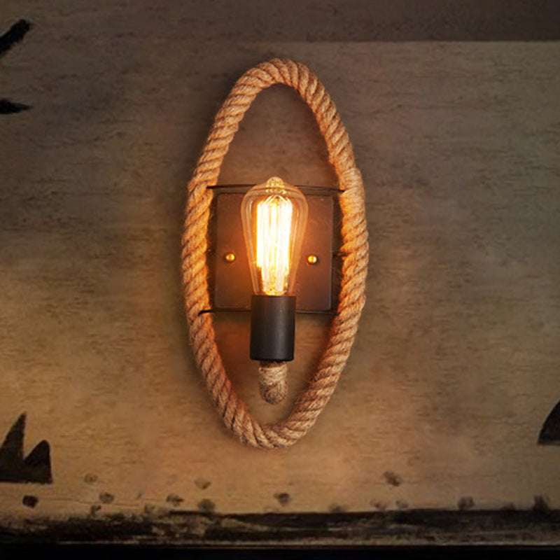 Round Oval Hardware Hemp Wall Lamp