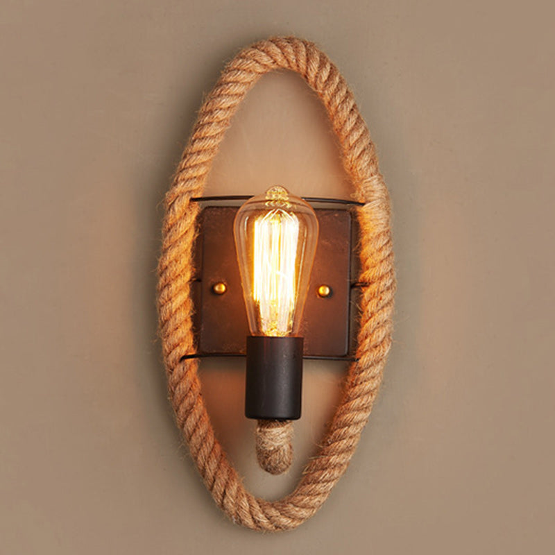 Round Oval Hardware Hemp Wall Lamp