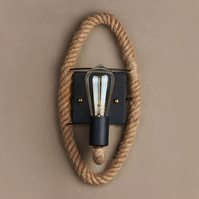 Round Oval Hardware Hemp Wall Lamp