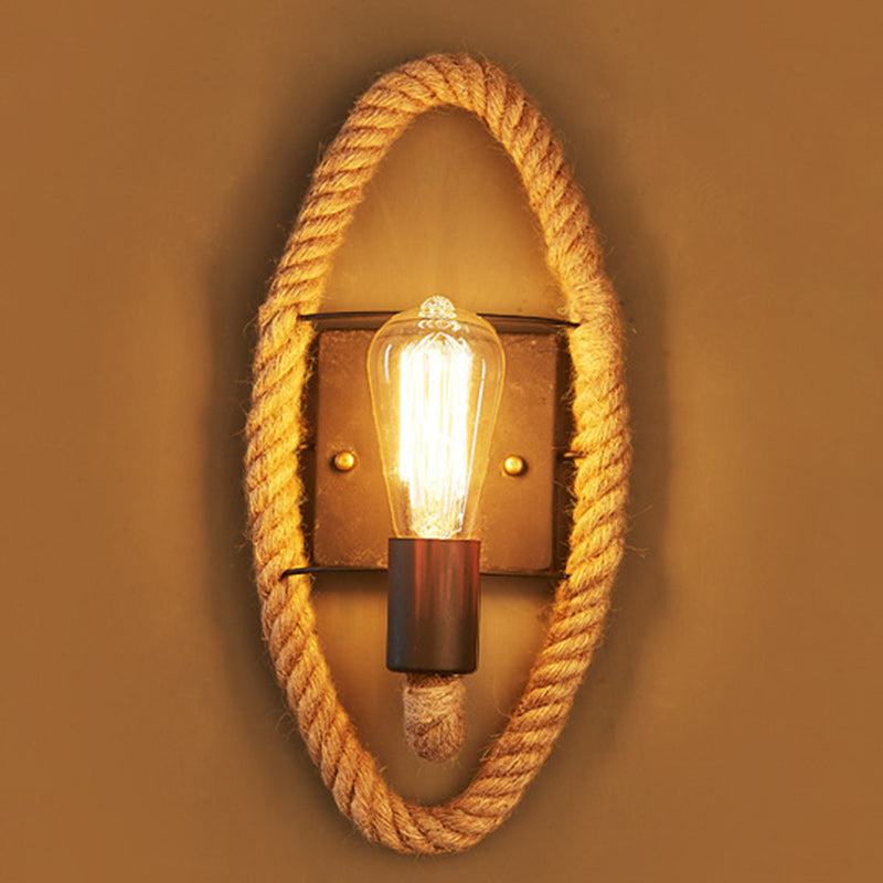 Round Oval Hardware Hemp Wall Lamp