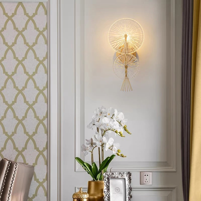 Double Round Hardware Frame Wall Lamp