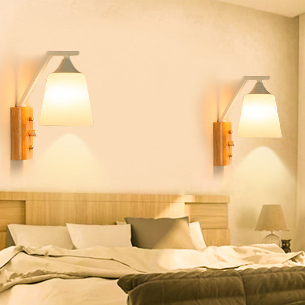 Cylindrical Round Wood Iron Wall Lamp