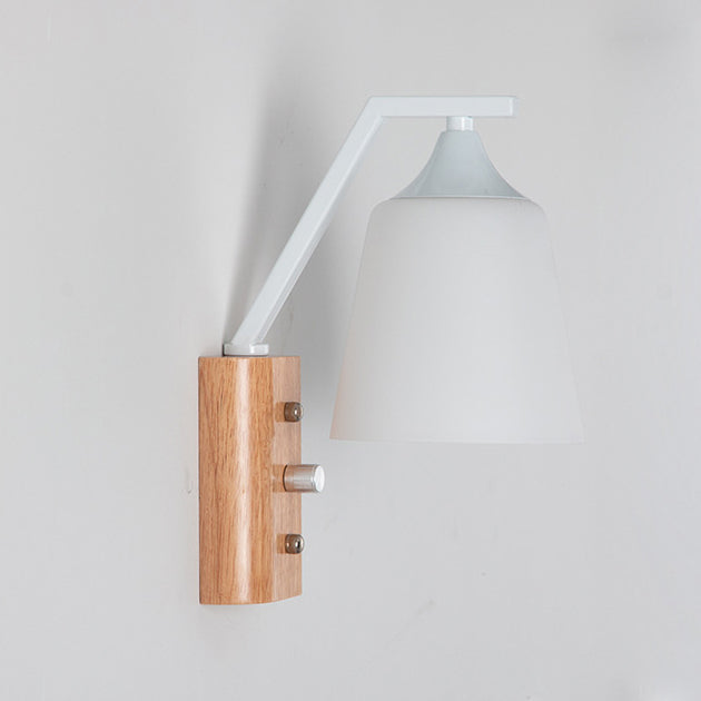 Cylindrical Round Wood Iron Wall Lamp