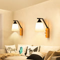 Cylindrical Round Wood Iron Wall Lamp