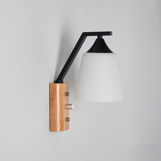 Cylindrical Round Wood Iron Wall Lamp